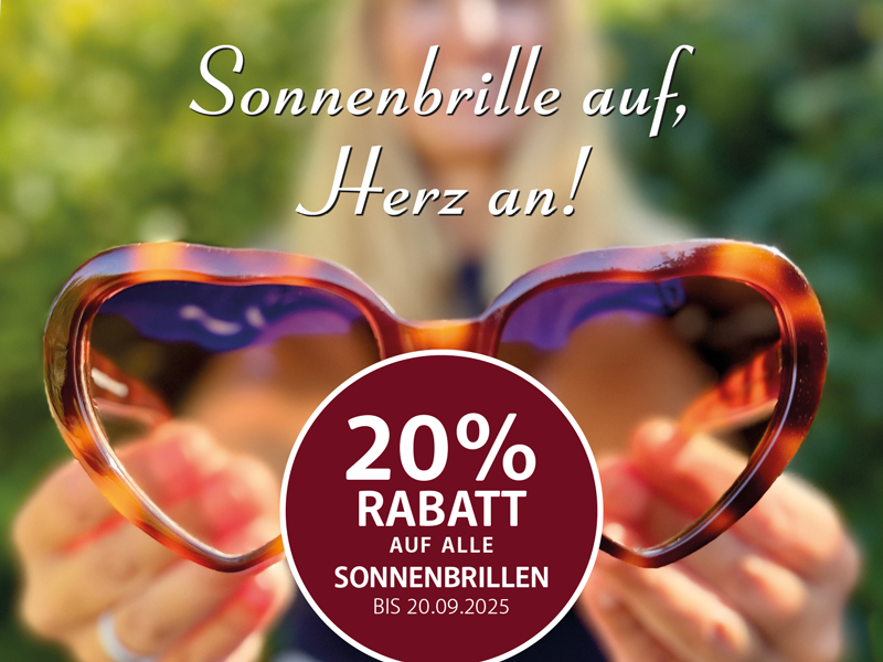 20% RABATT auf Sonnenbrillen Sonnenbrillenaktion